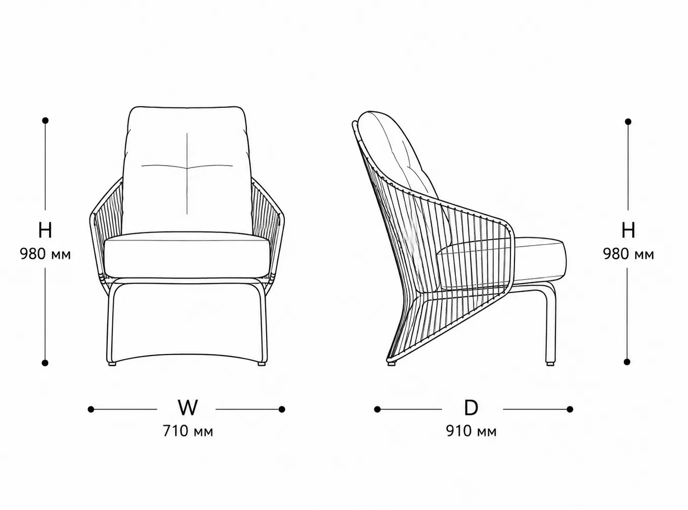 Схема сборки Кресло Colette by Minotti