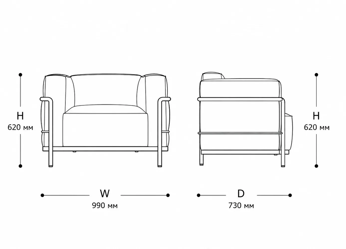 Схема сборки Кресло LC3 Fauteuil Grand Confort Durable by Cassina