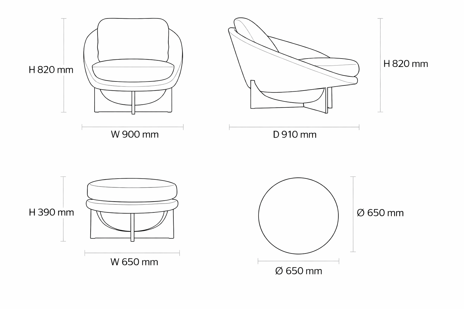 Схема сборки Кресло с оттоманкой Lido by Minotti